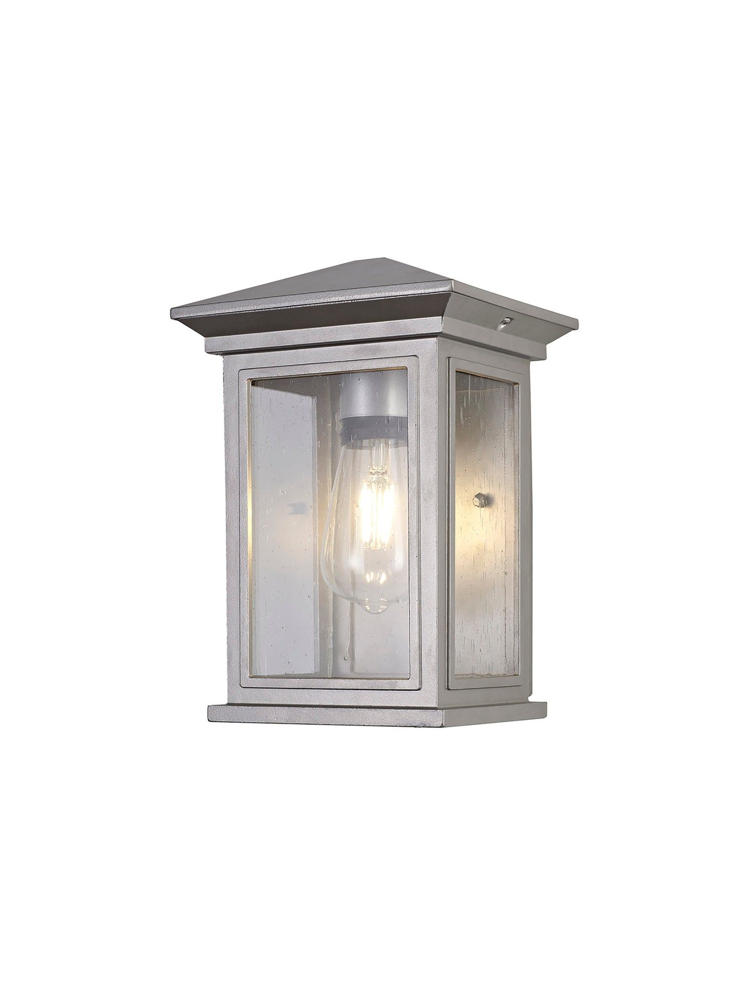 Alicante Outdoor Flush Wall Lamp, 1 x E27, IP54, Silver Grey & Clear, 2yrs Warranty