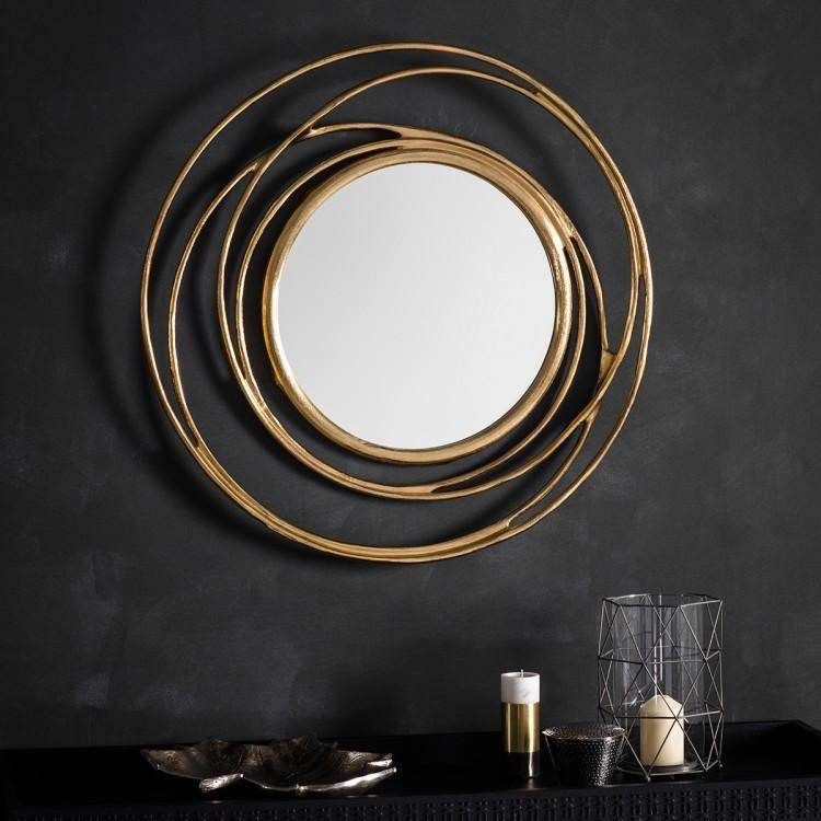 Allende Mirror Satin Gold W680 x D60 x H680mm