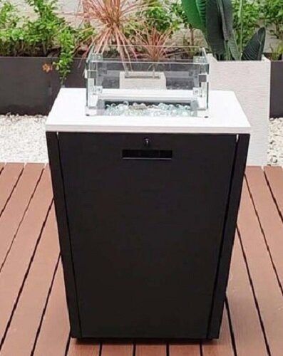 Aluminium Fire Pit Black Body, White Top C/W Glass