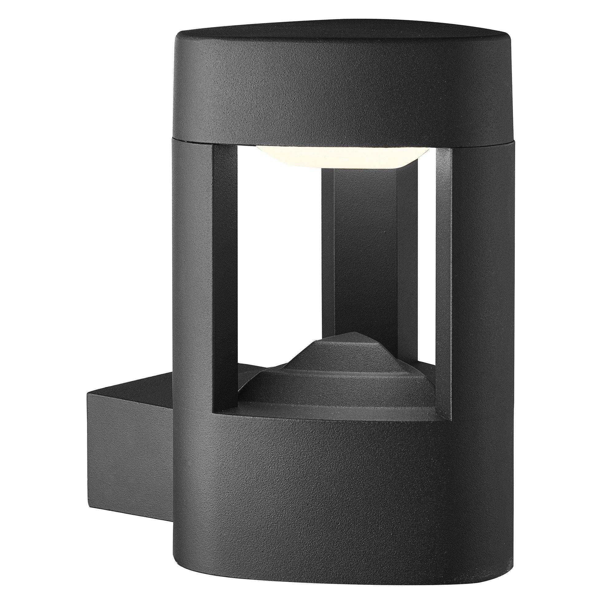 ALUMINIUM IP44 GREY LED OUTDOOR WALL LIGHT, CLEAR POLYCARBONATE SHADE - Cusack Lighting