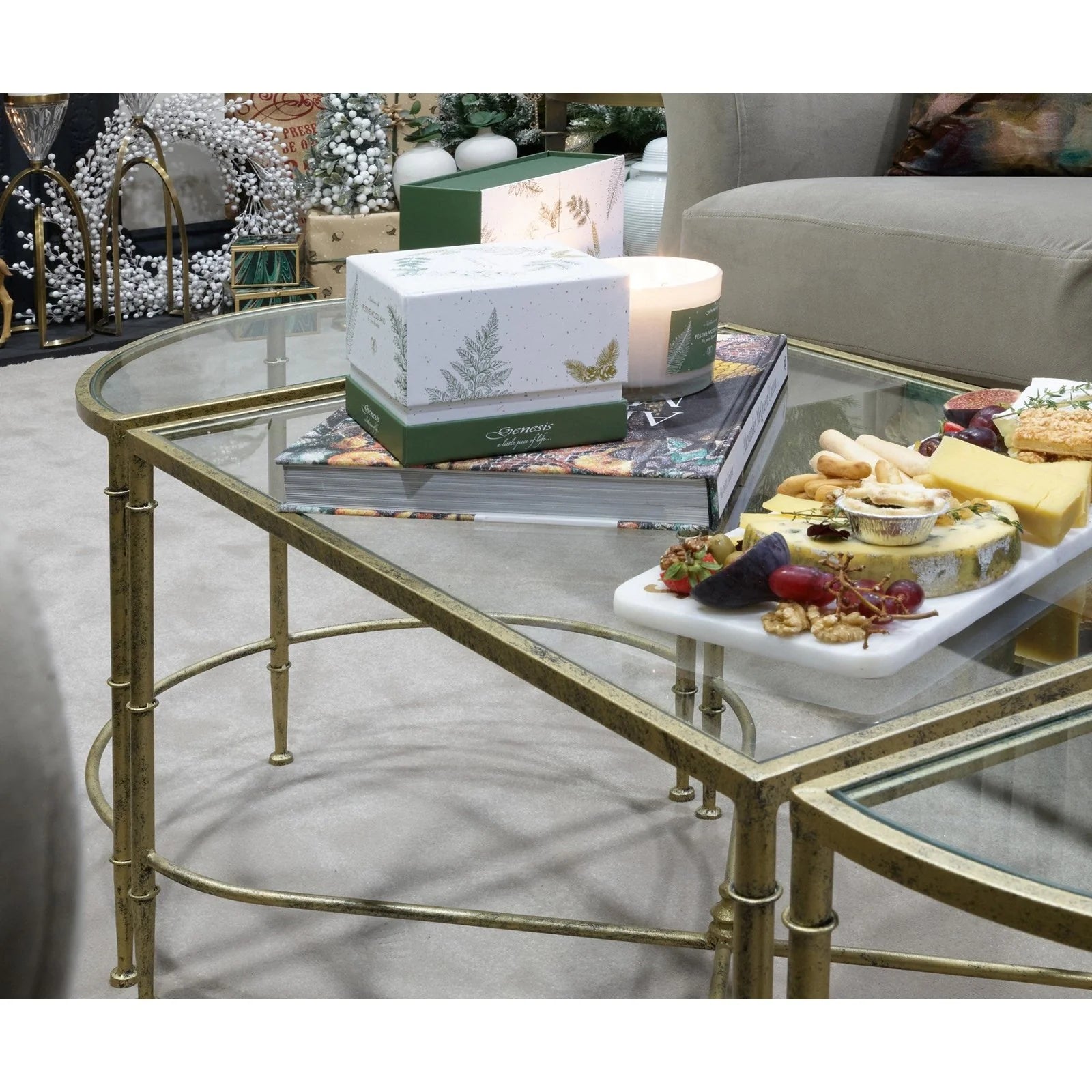 Andria Table Set - Antique Gold Finish