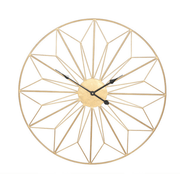 Antique Gold Metal Geo Design Round Wall Clock - Cusack Lighting