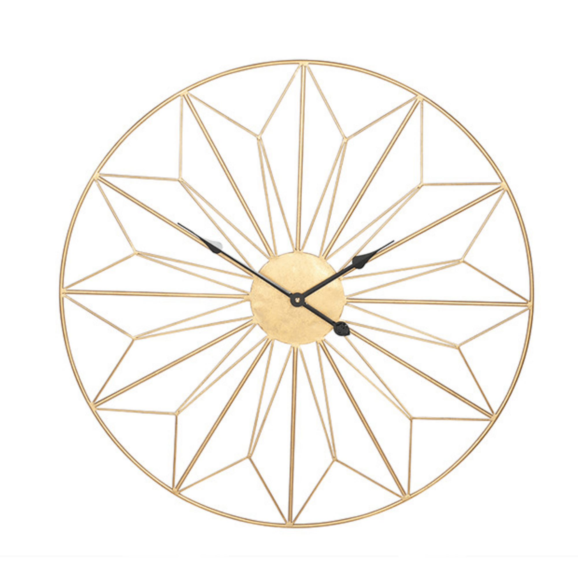 Antique Gold Metal Geo Design Round Wall Clock - Cusack Lighting
