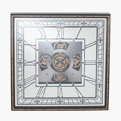 Antique Gold Wood & Mirror Square Working Cog Wall Clock