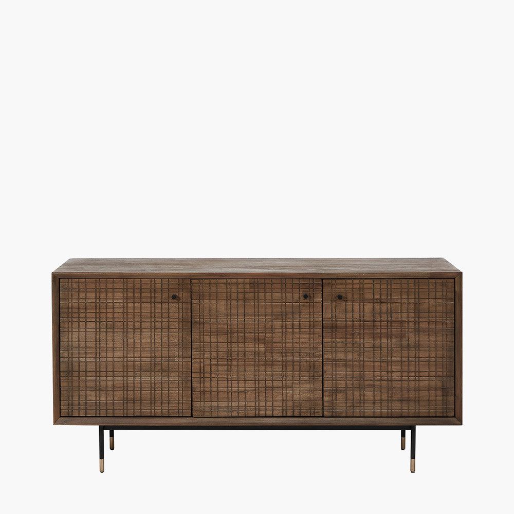 Arte Acacia Wood 3 Door Sideboard - Dark Wood Finish