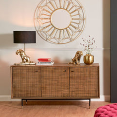 Arte Acacia Wood 3 Door Sideboard - Dark Wood Finish