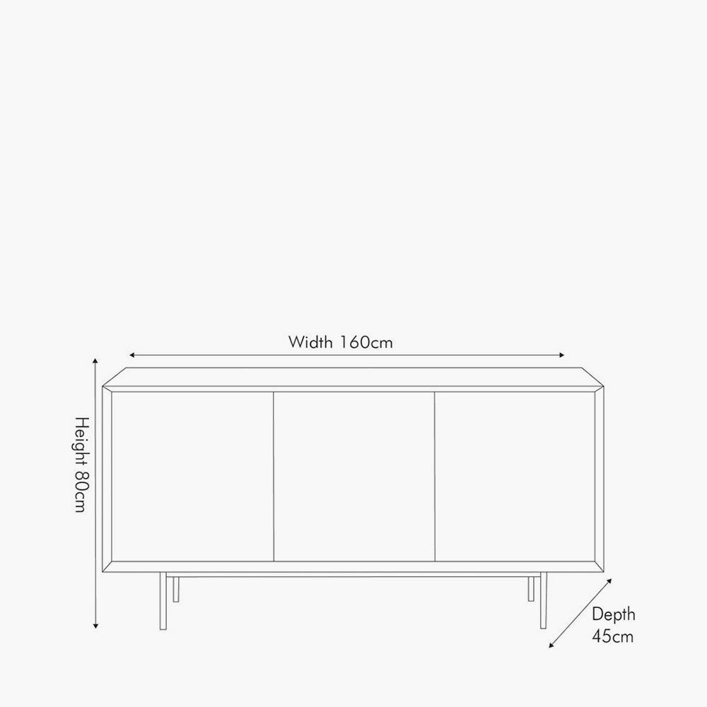 Arte Acacia Wood 3 Door Sideboard - Dark Wood Finish