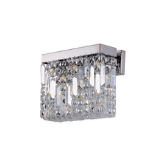 Ashby 29x13cm Rectangular Small Wall Lamp, 2 Light E14, Polished Chrome & Crystal IP20