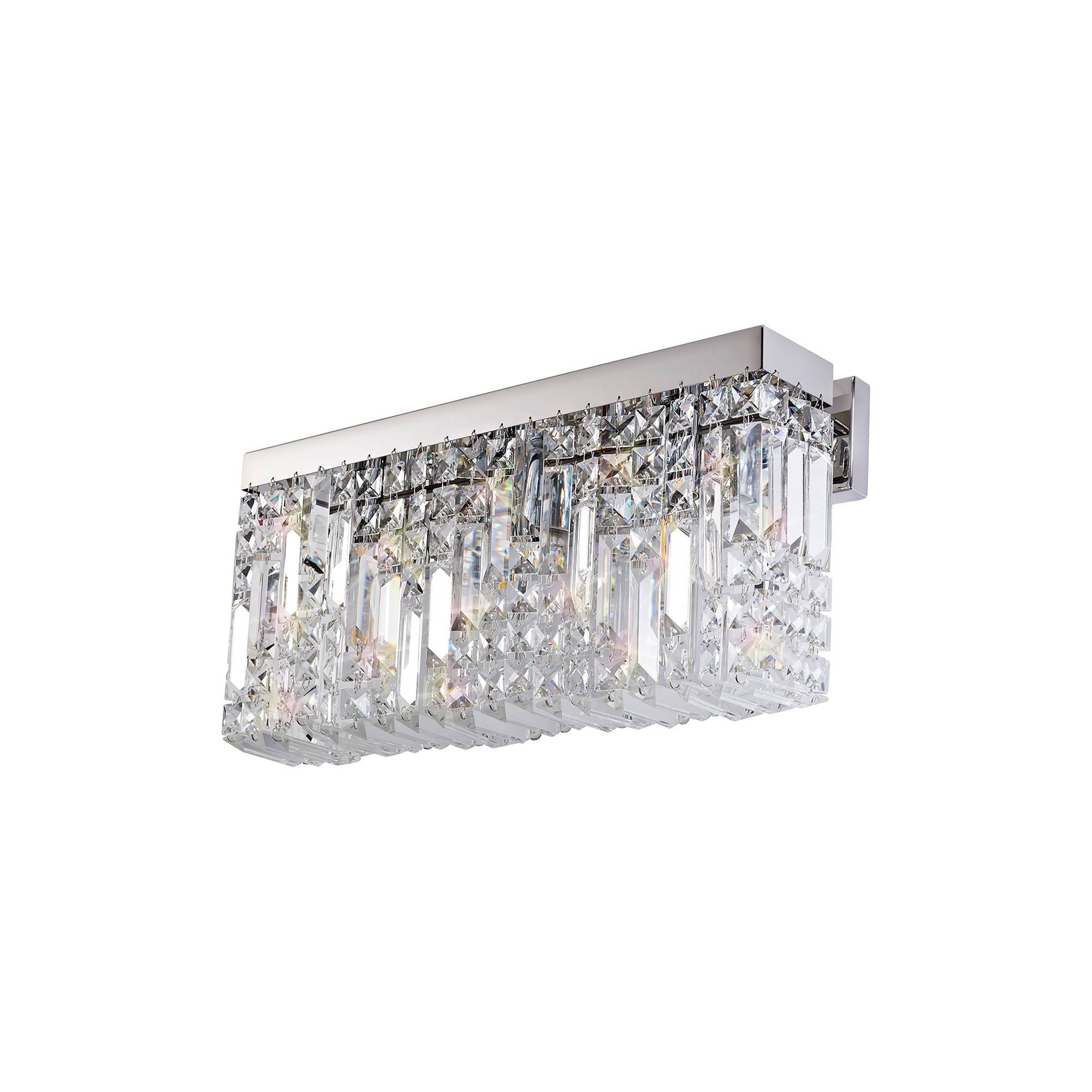 Ashby Rectangular Large Wall Lamp, 2 Light E14, Polished Chrome & Crystal IP20