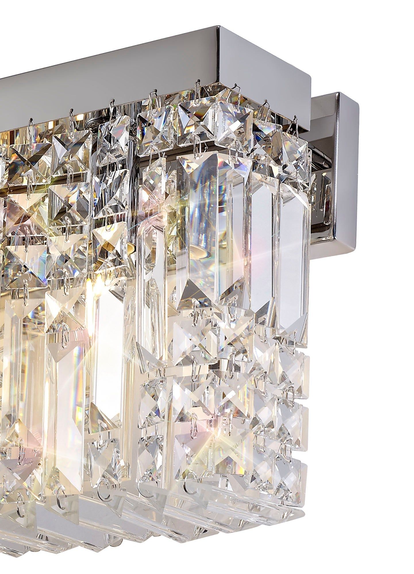 Ashby Rectangular Large Wall Lamp, 2 Light E14, Polished Chrome & Crystal IP20