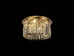 Ashby 45cm Round Flush Chandelier, 5 Light E14, Gold/Crystal