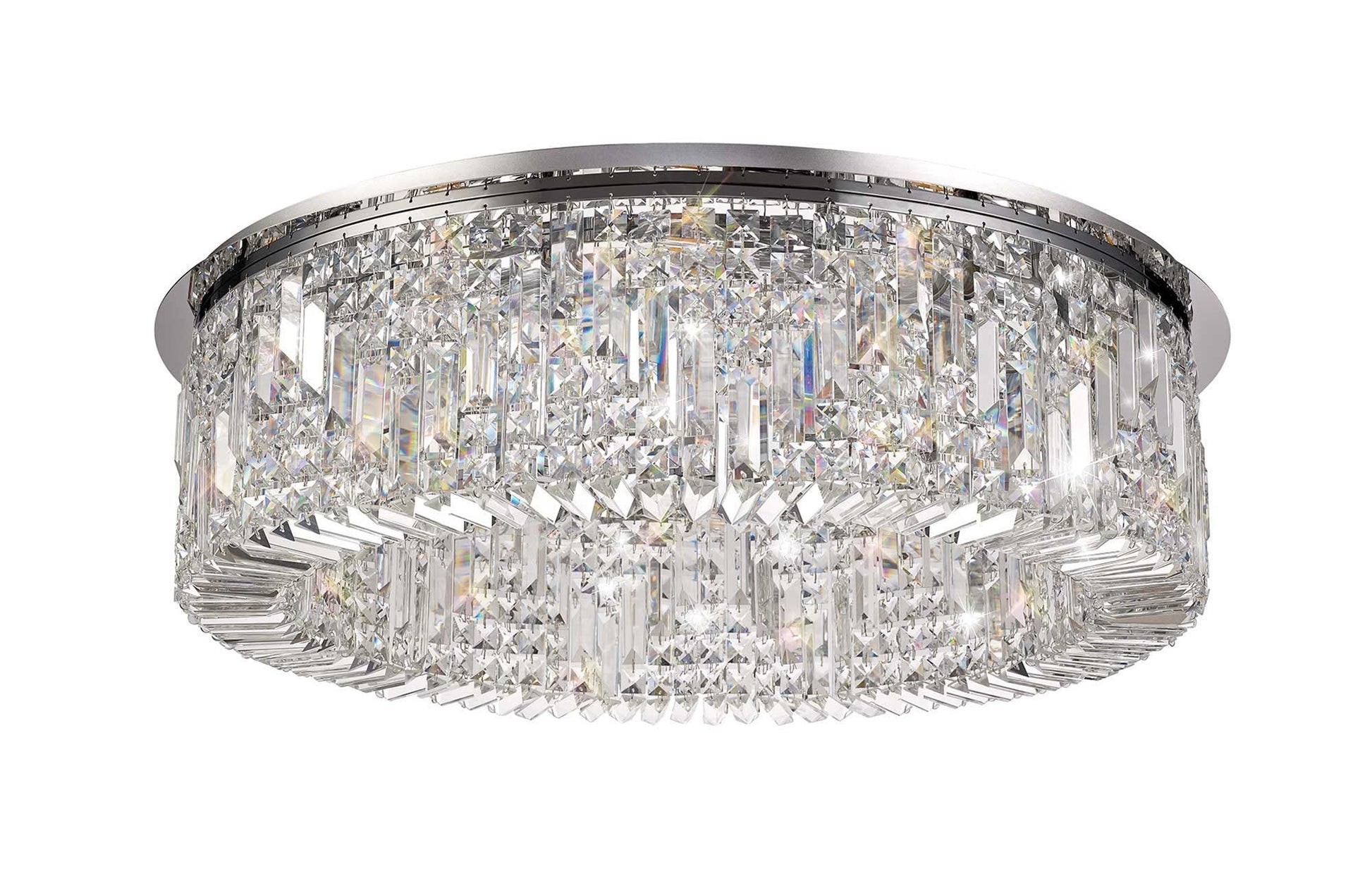 Ashby 85cm Round Flush Chandelier, 12 Light E14, Polished Chrome/Crystal