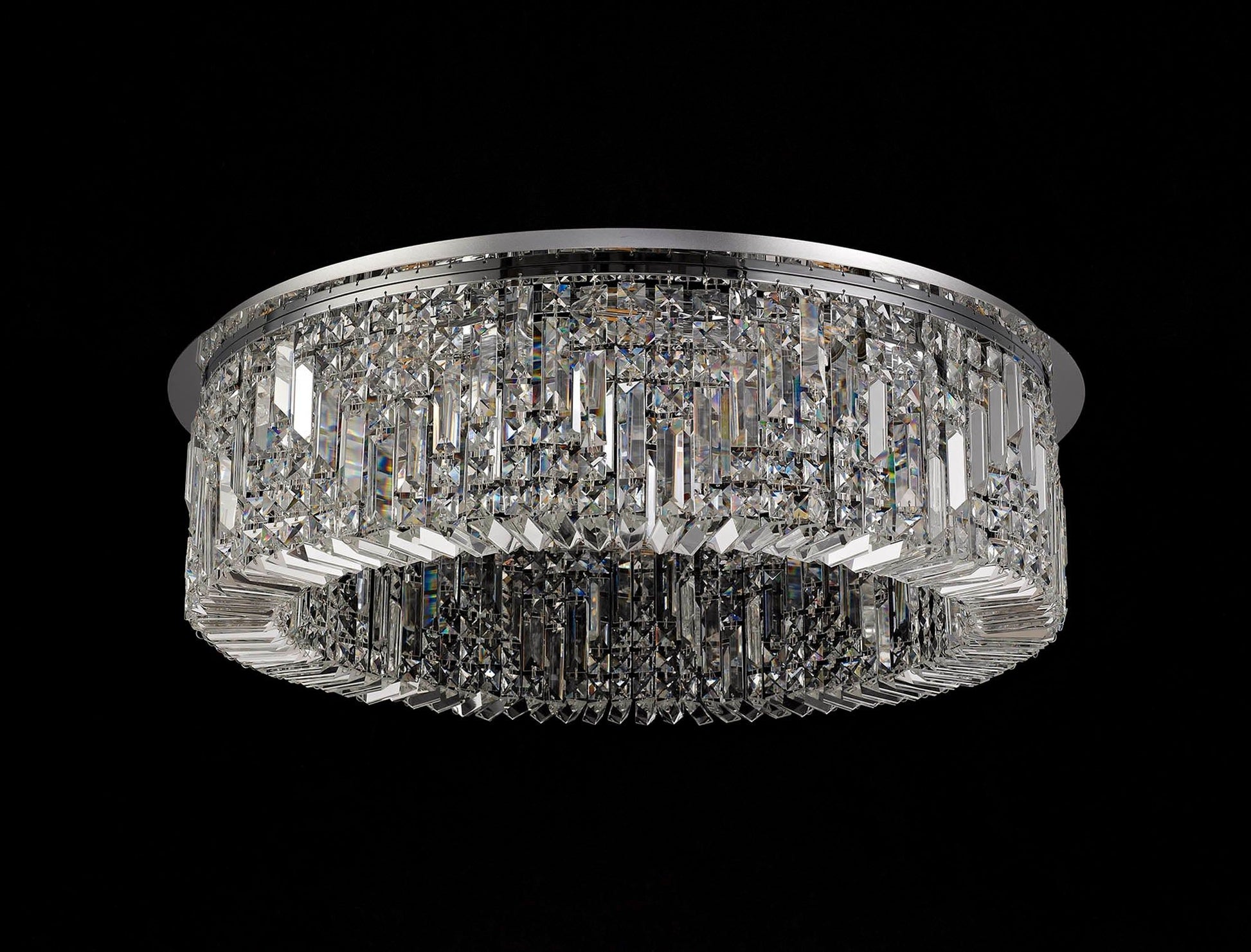 Ashby 85cm Round Flush Chandelier, 12 Light E14, Polished Chrome/Crystal