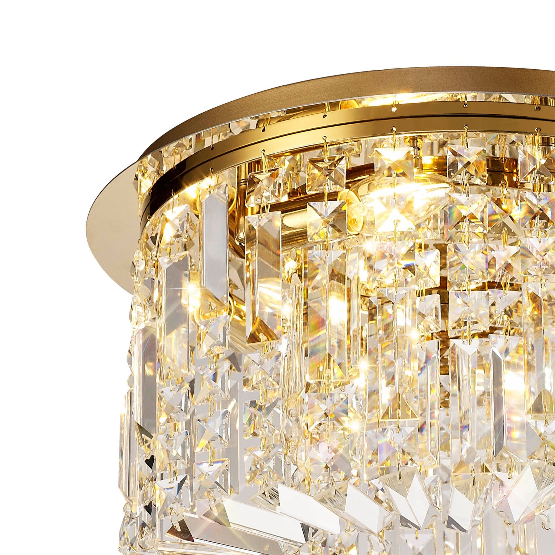 Ashby 45cm Round Flush Chandelier, 5 Light E14, Gold/Crystal