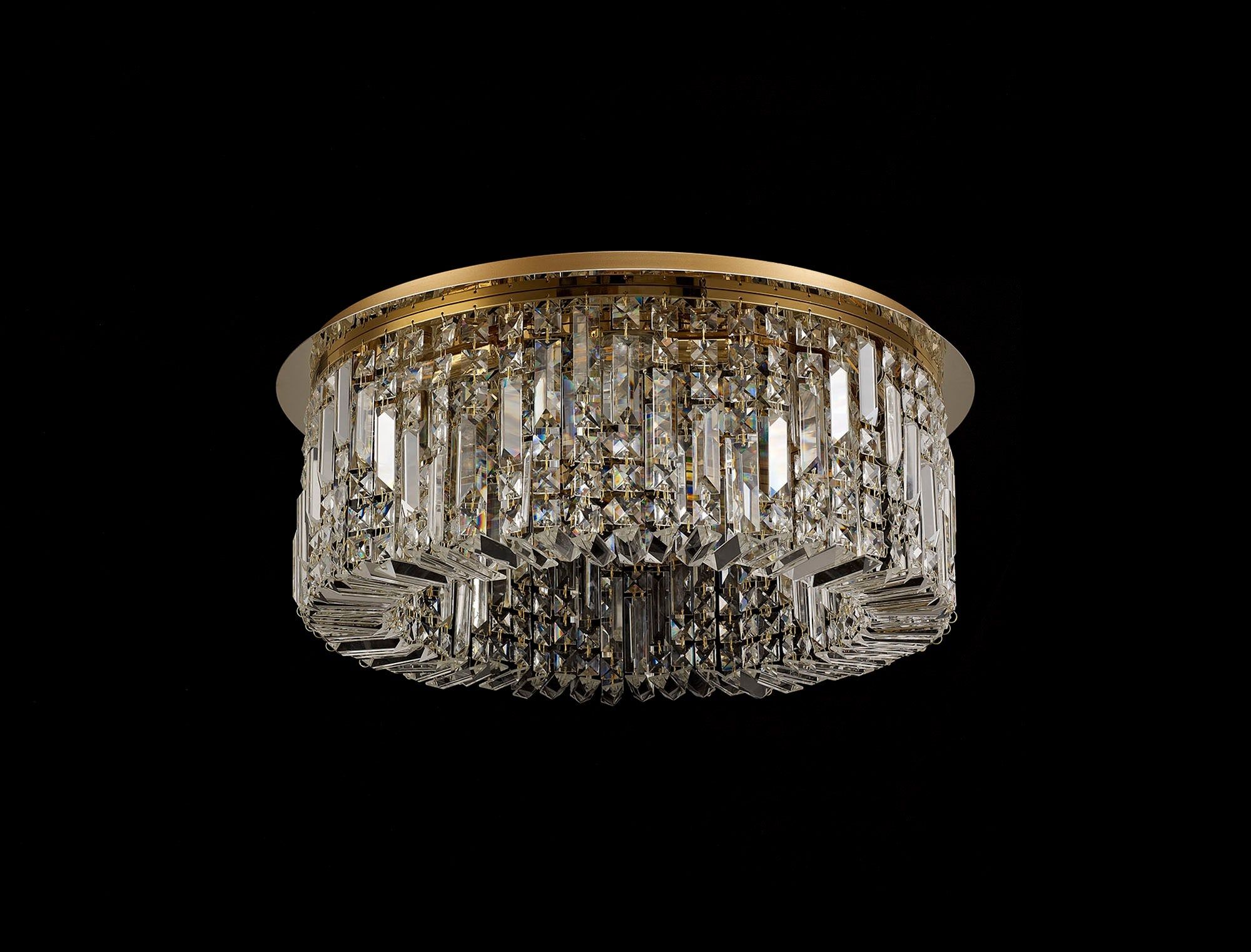 Ashby 65cm Round Flush Chandelier, 8 Light E14, Gold/Crystal