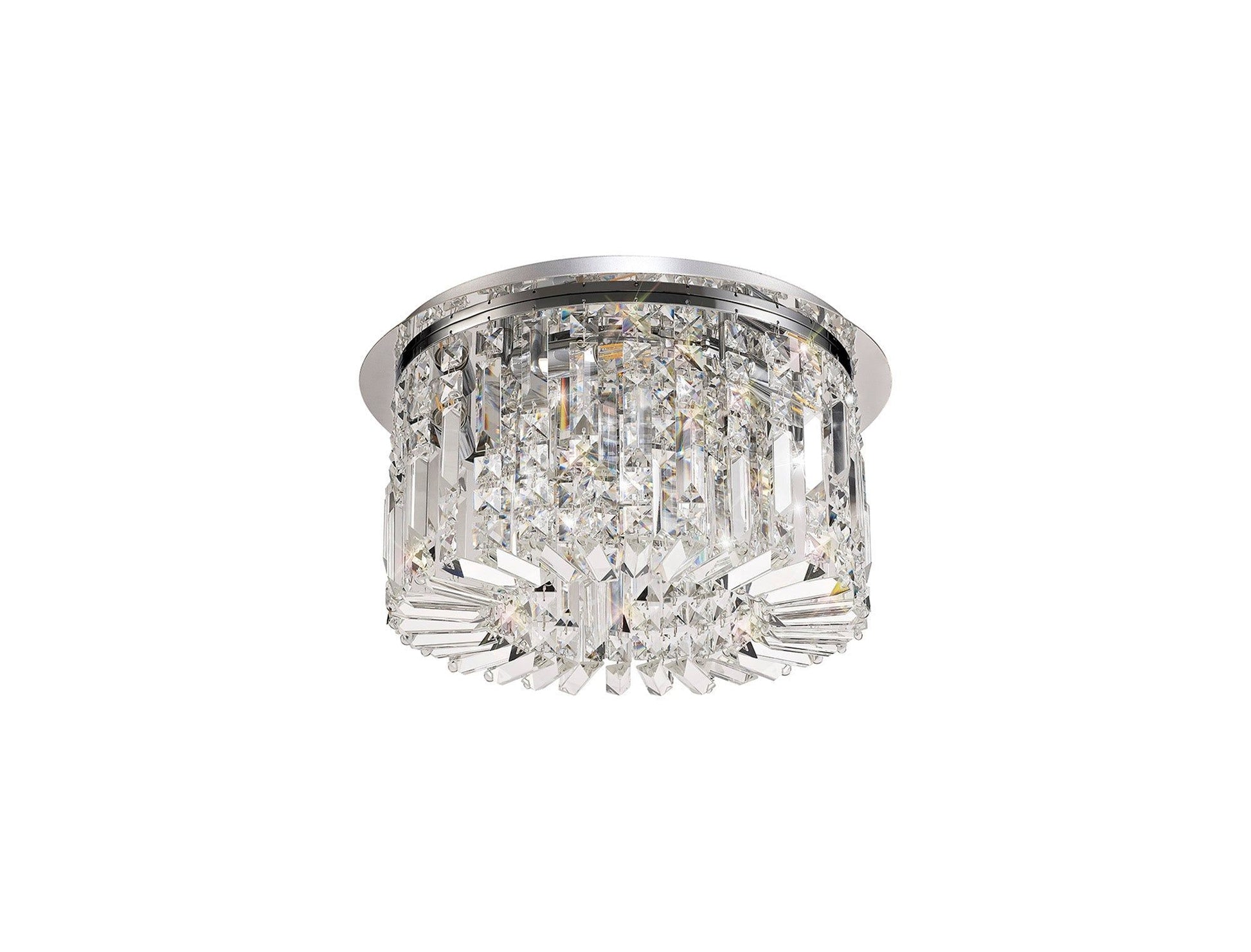 Ashby 45cm Round Flush Chandelier, 5 Light E14, Polished Chrome/Crystal