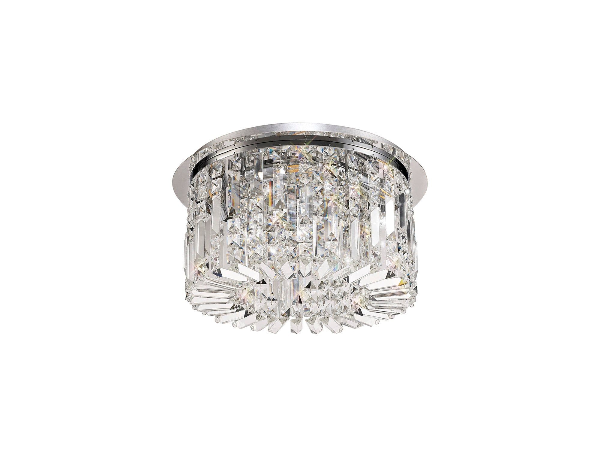Ashby 45cm Round Flush Chandelier, 5 Light E14, Polished Chrome/Crystal
