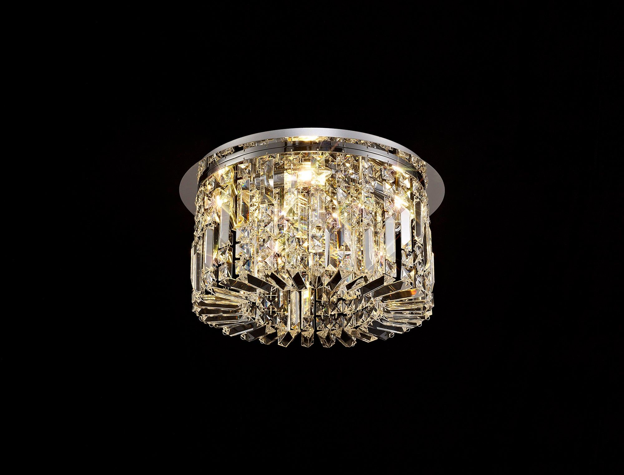 Ashby 45cm Round Flush Chandelier, 5 Light E14, Polished Chrome/Crystal
