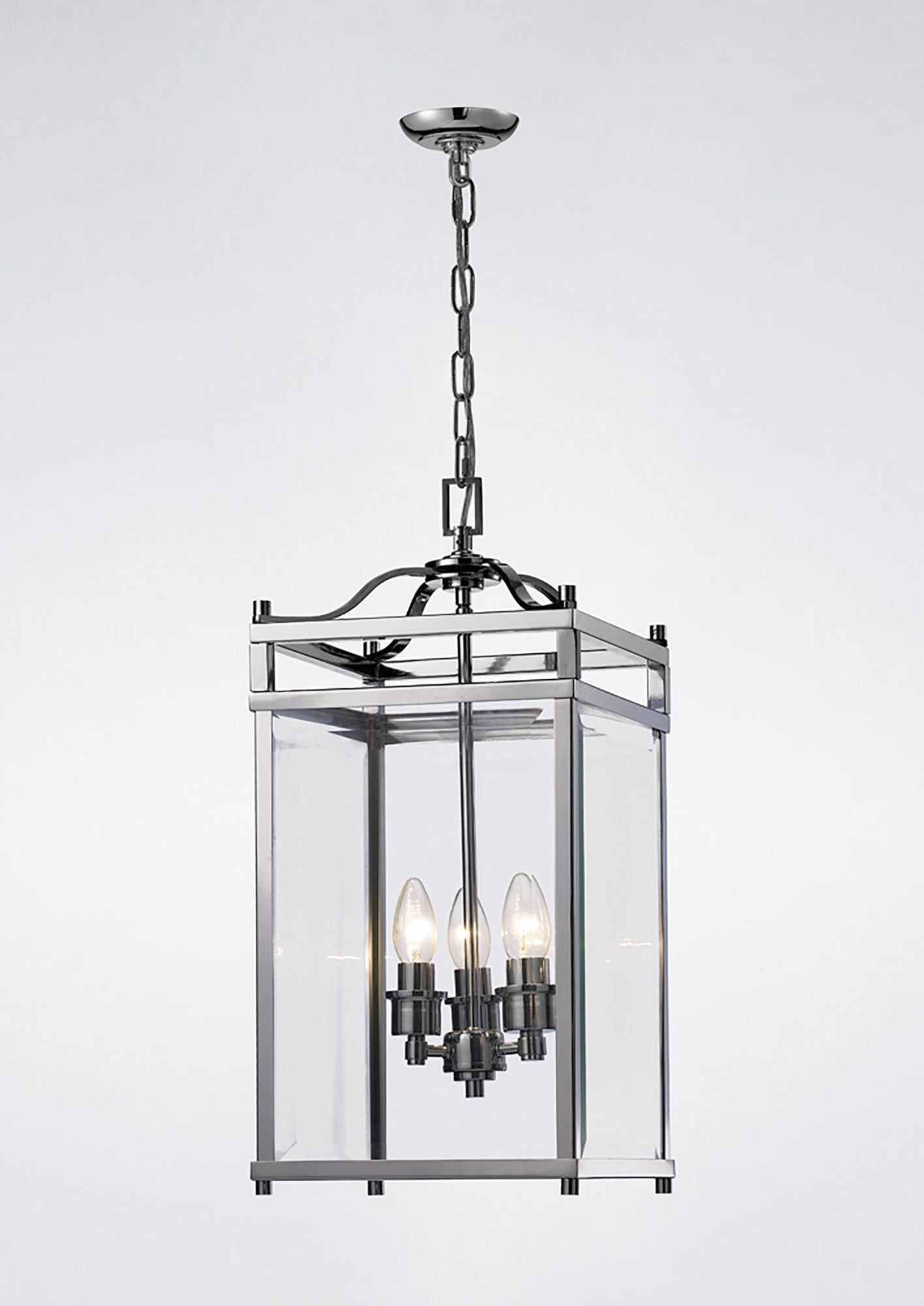 Aston Square Pendant 3 Light E14 Polished Chrome/Glass