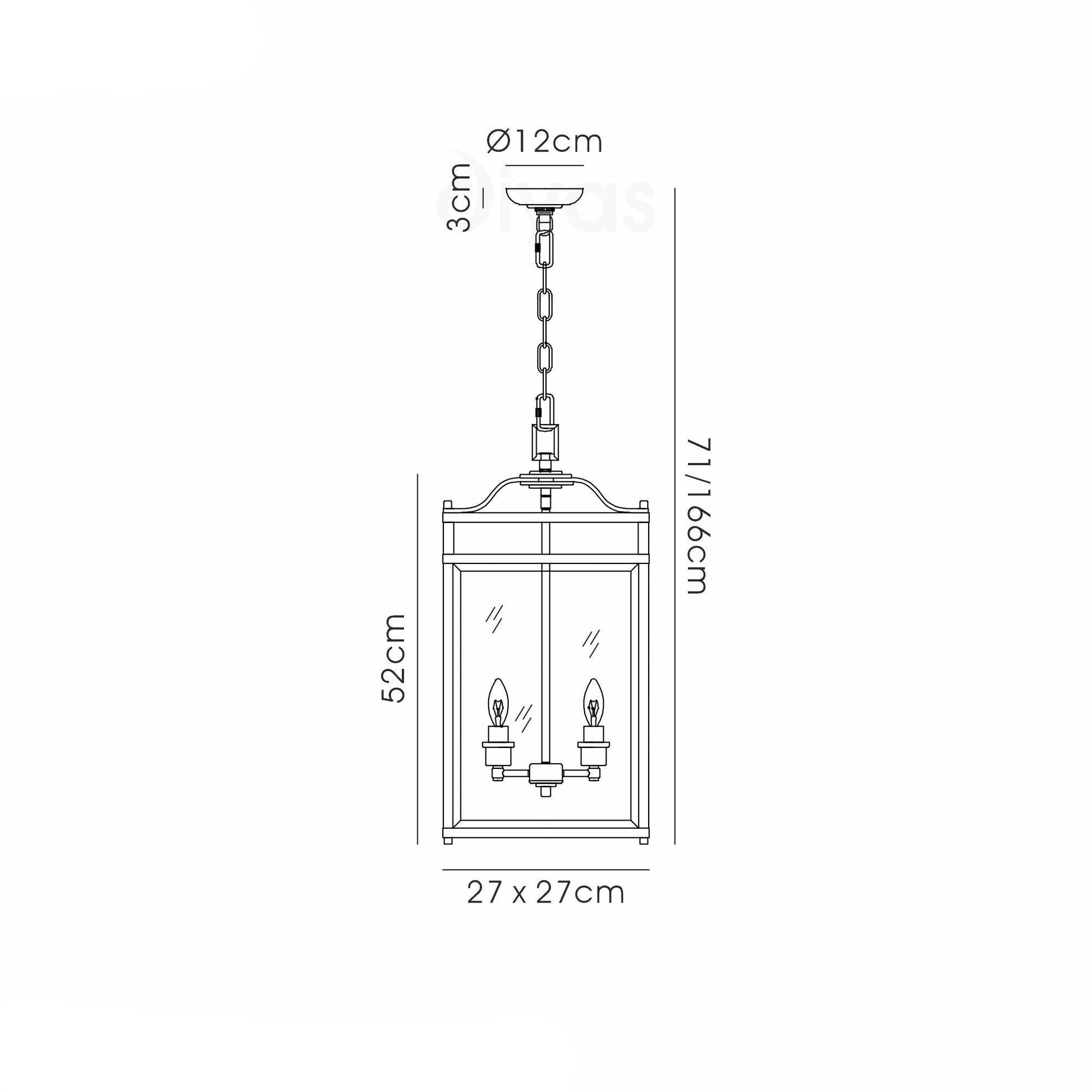 Aston Square Pendant 3 Light E14 Polished Chrome/Glass