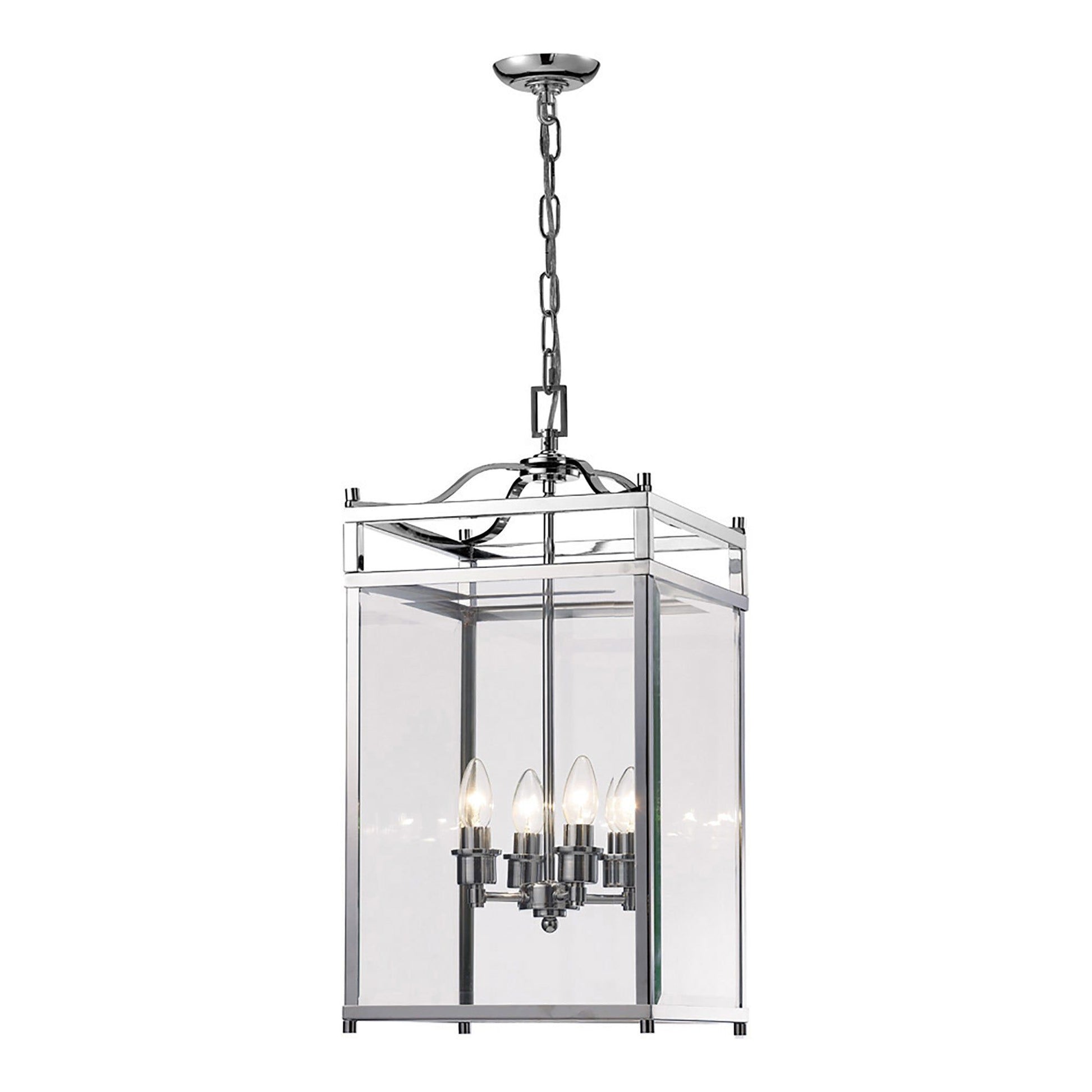 Aston Square Pendant 3 Light E14 Polished Chrome/Glass