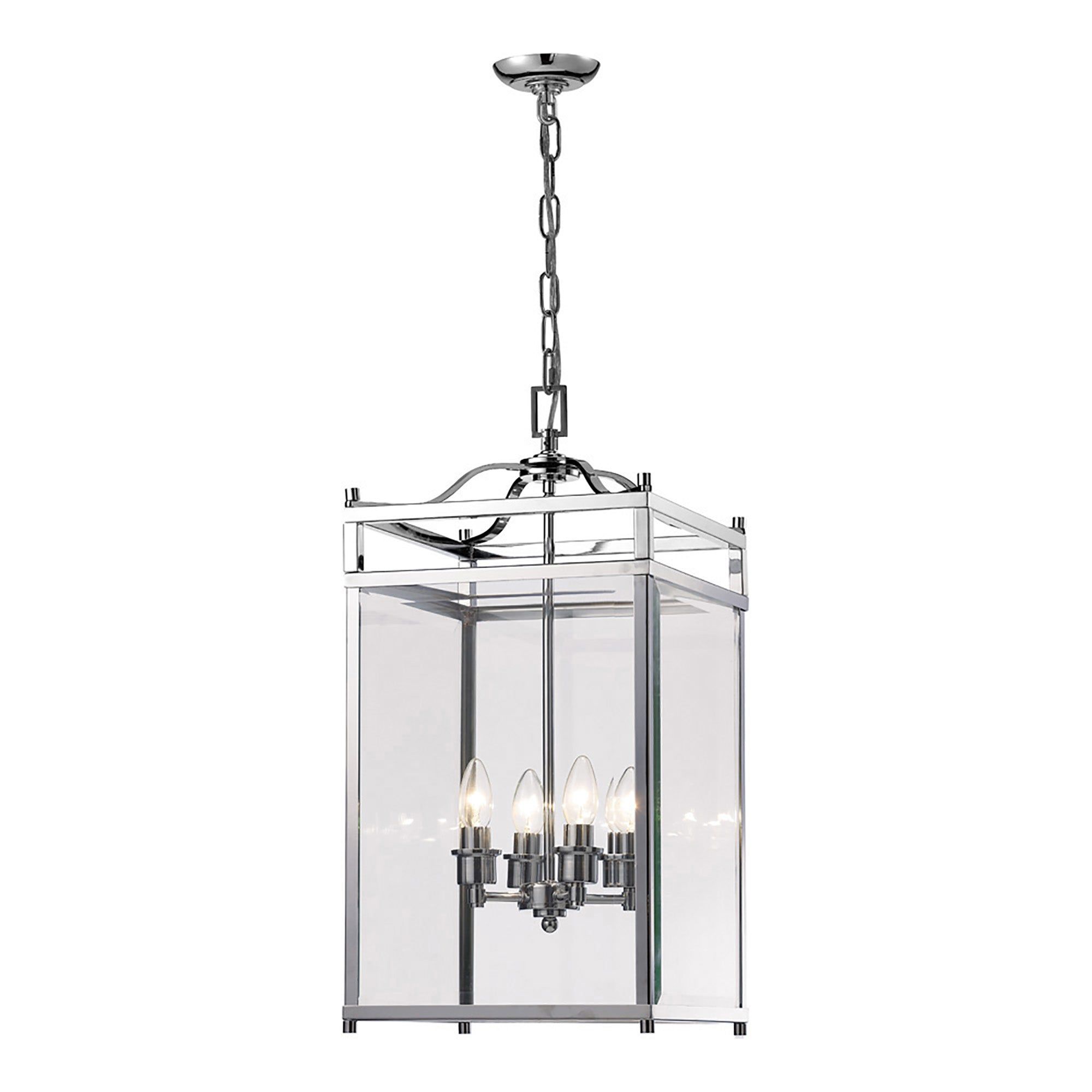 Aston Square Pendant 3 Light E14 Polished Chrome/Glass