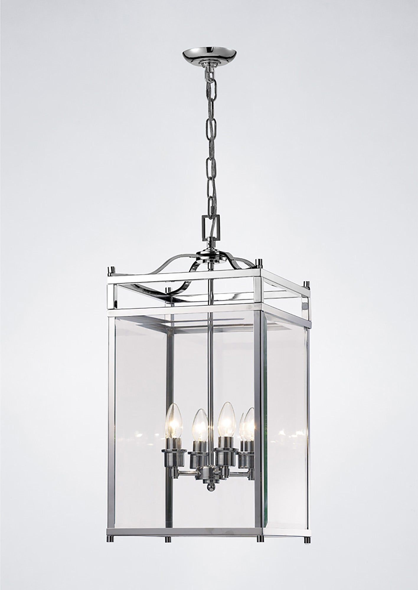 Aston Square Pendant 3 Light E14 Polished Chrome/Glass