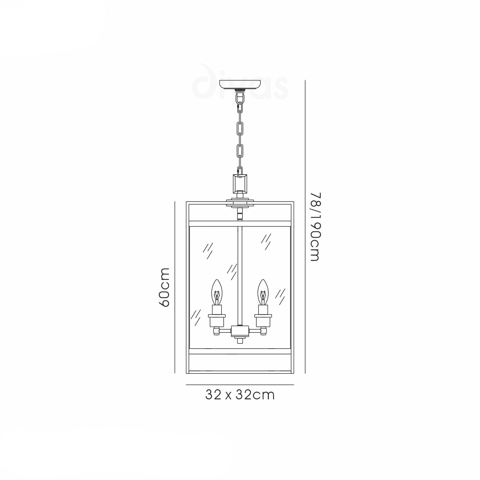 Aston Square Pendant 3 Light E14 Polished Chrome/Glass