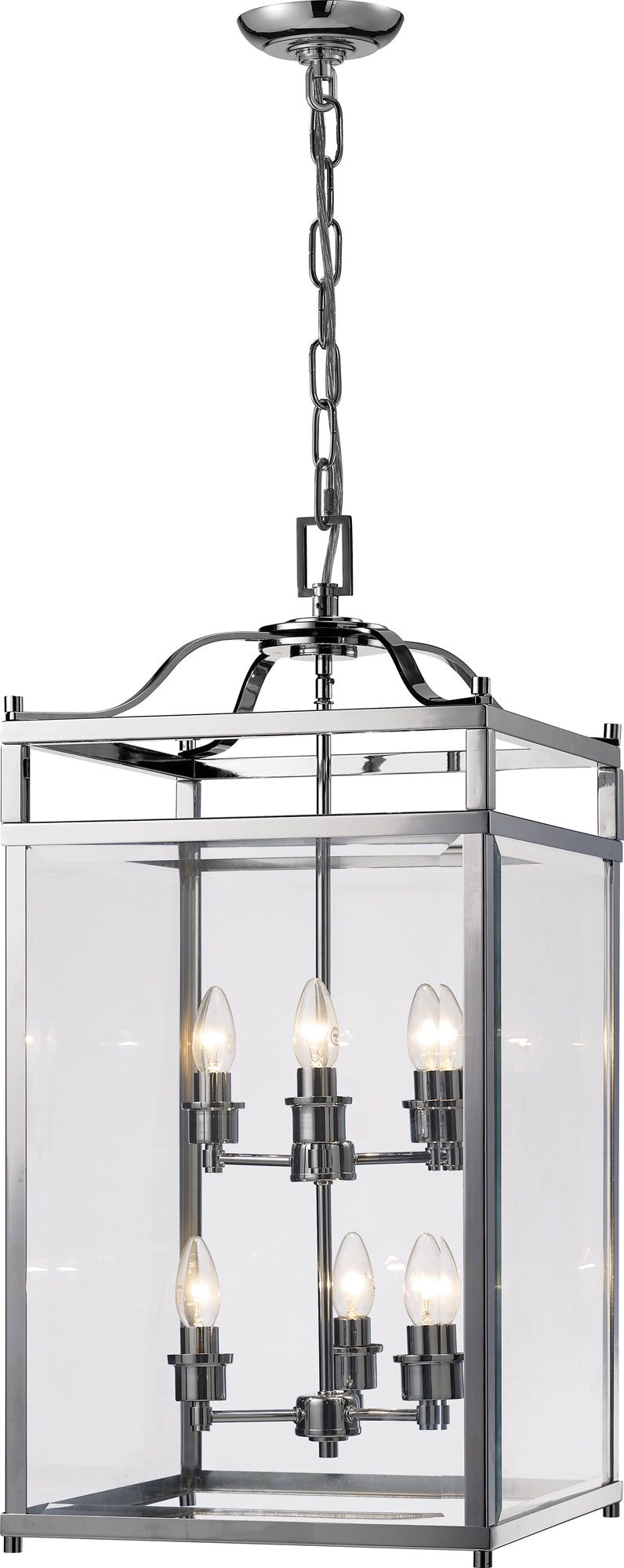 Aston Square Pendant 3 Light E14 Polished Chrome/Glass