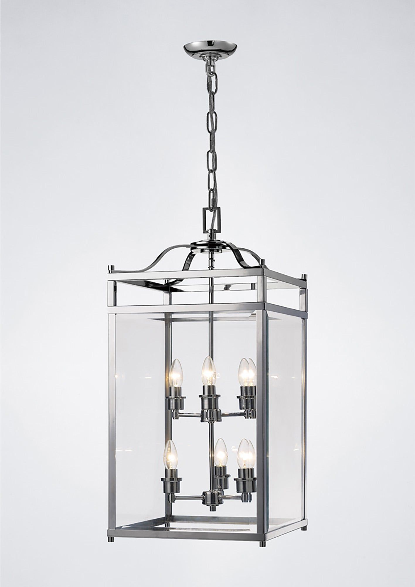 Aston Square Pendant 3 Light E14 Polished Chrome/Glass