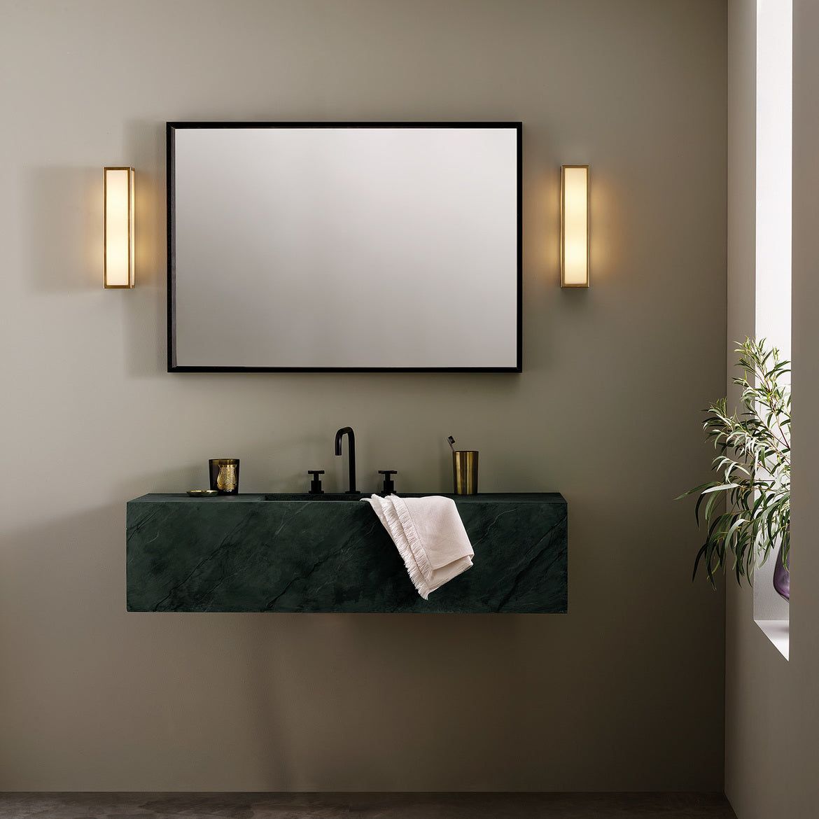 ASTRO | Salerno Bathroom Wall Light Range - Natural Brass/Textured Black Finish - Cusack Lighting