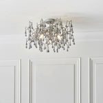 Athena 3L Semi Flush Ceiling Light - Aged Silver & Smokey Grey Finish IP20
