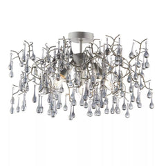 Athena 3L Semi Flush Ceiling Light - Aged Silver & Smokey Grey Finish IP20
