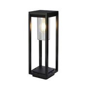 ATLANTA 900MM/450MM OUTDOOR POST - BLACK METAL WITH CLEAR DIFFUSER