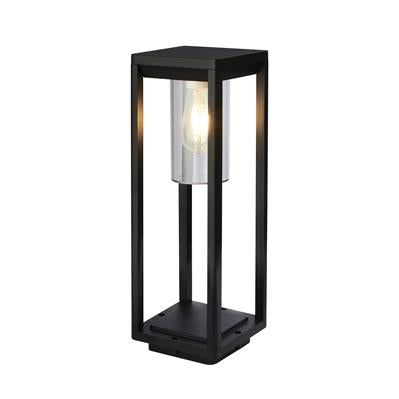 ATLANTA 900MM/450MM OUTDOOR POST - BLACK METAL WITH CLEAR DIFFUSER