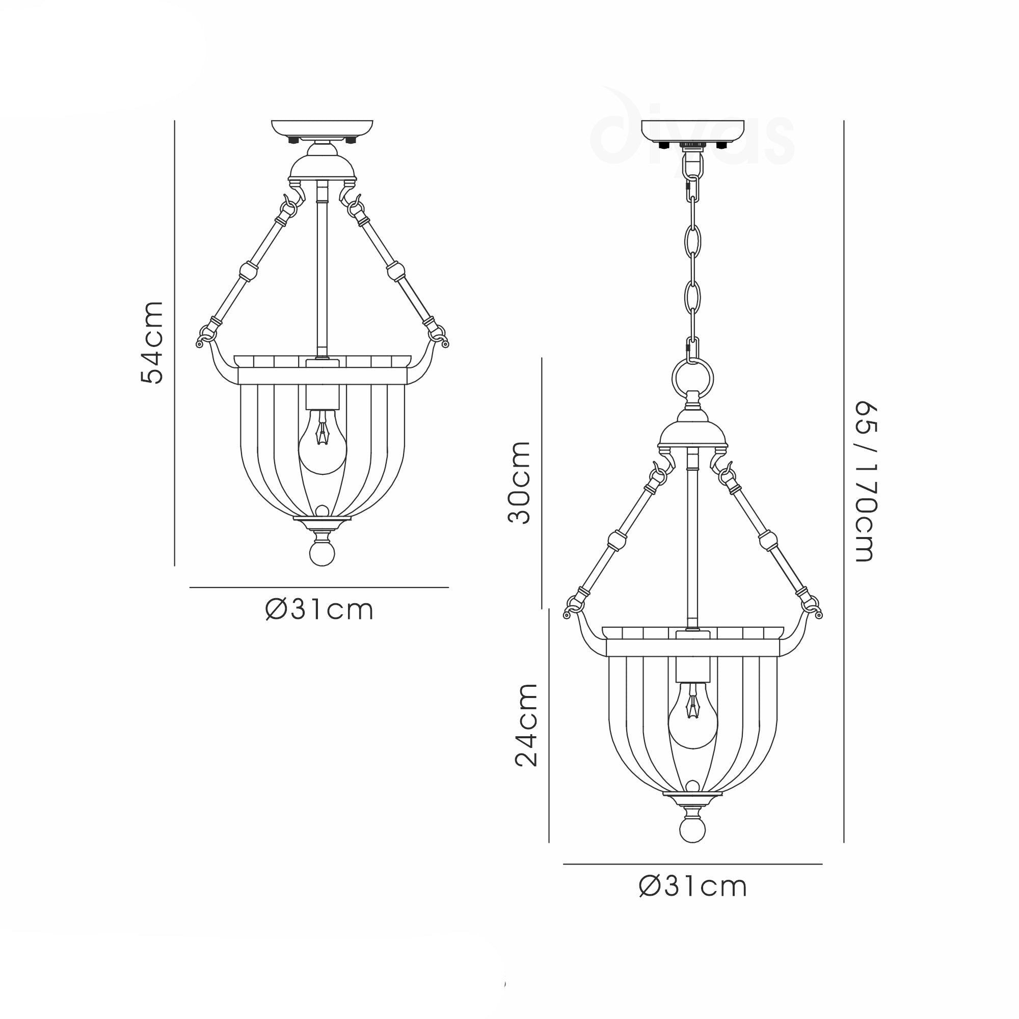 Aubrey Pendant 1 Light E27 Polished Chrome/Glass