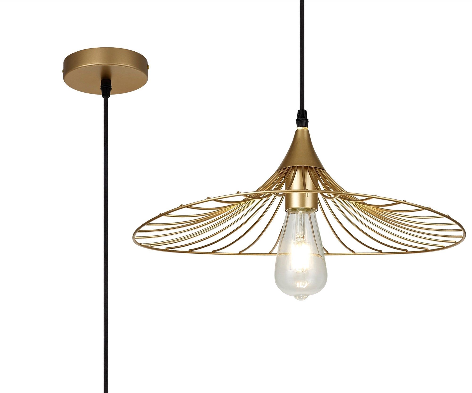 Auclair Shallow Pendant, 1 x E27, Painted Gold IP20