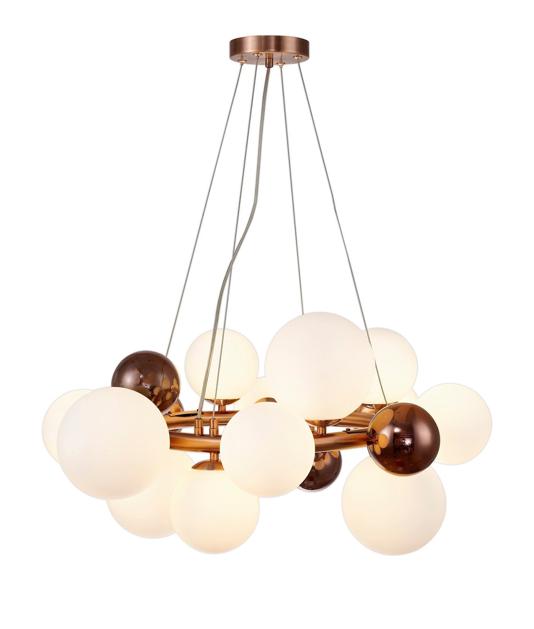Austin Circular Centre Ceiling Light, 12Lt x G9, Copper & Opal Glass IP20
