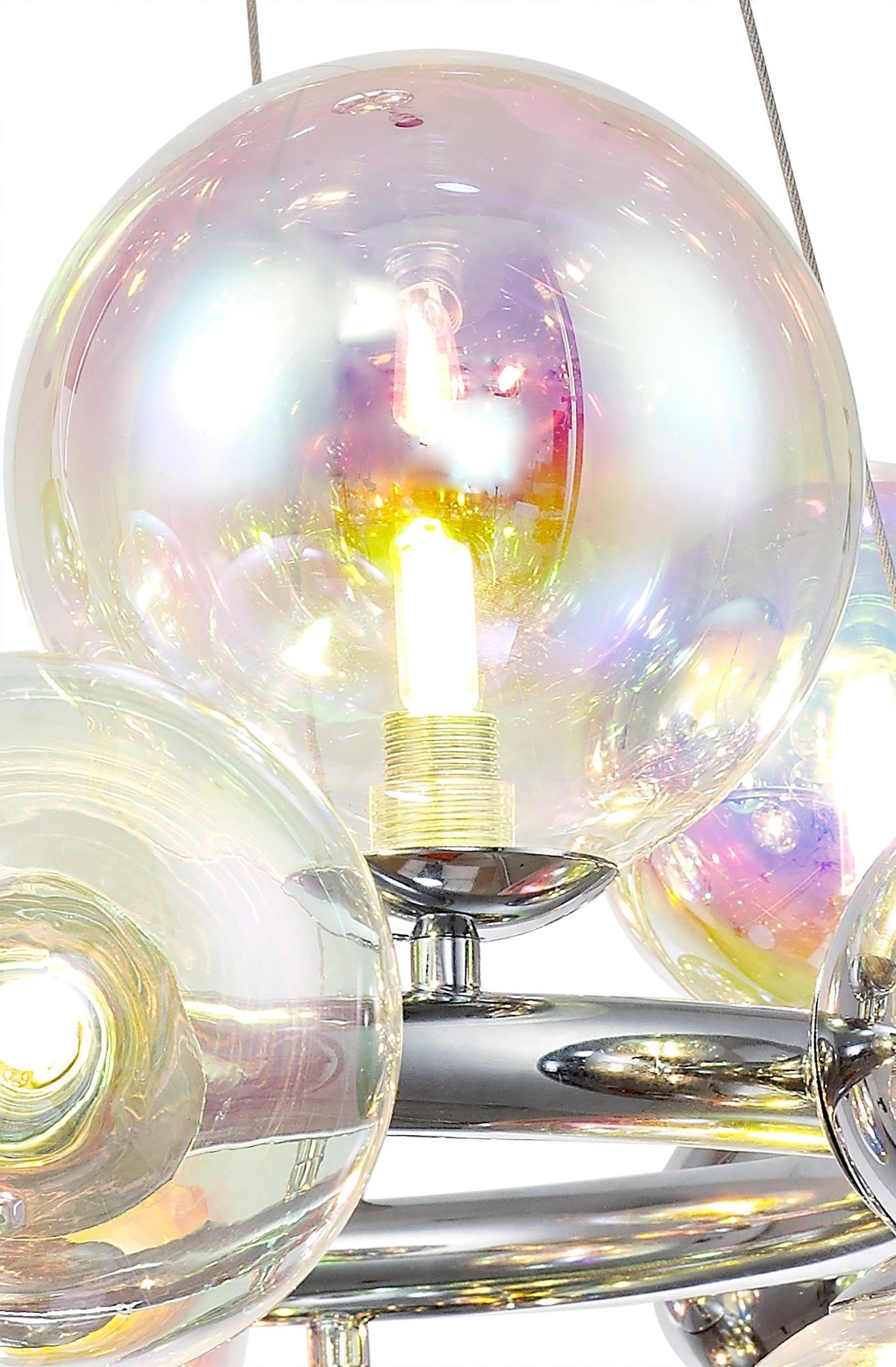 Austin Circular Centre Ceiling Light, 12Lt x G9, Polished Chrome & Iridescent Glass IP20