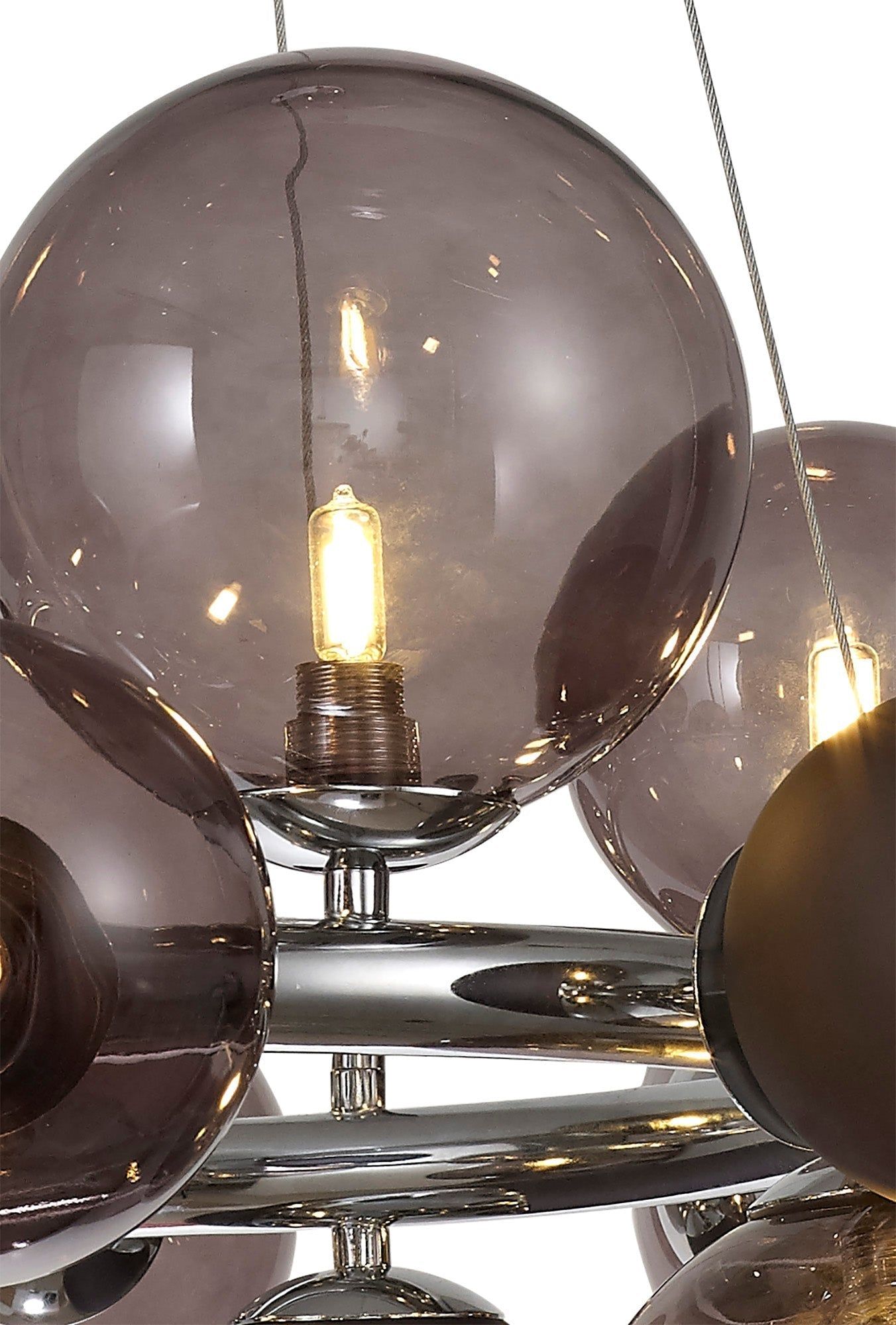 Austin Circular Centre Ceiling Light, 12Lt x G9, Polished Chrome & Black, Smoked Glass IP20