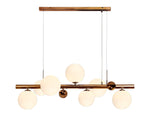 Austin Linear Led Pendant Ceiling Light, 7Lt x G9, Copper & Opal Glass IP20