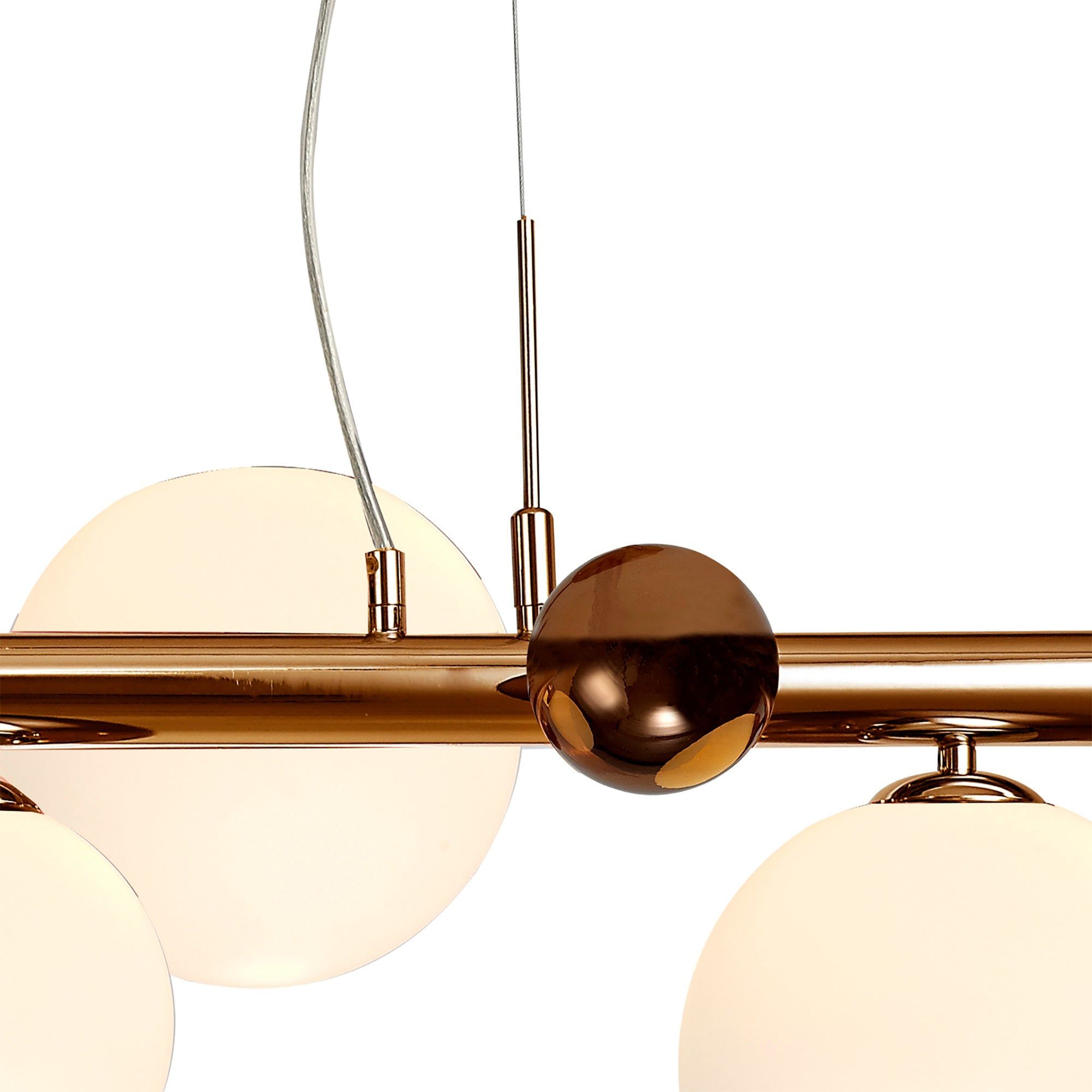 Austin Linear Led Pendant Ceiling Light, 7Lt x G9, Copper & Opal Glass IP20