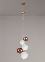 Austin Stylish Cluster Ceiling Light,5Ltx G9, Copper & Opal Glass IP20