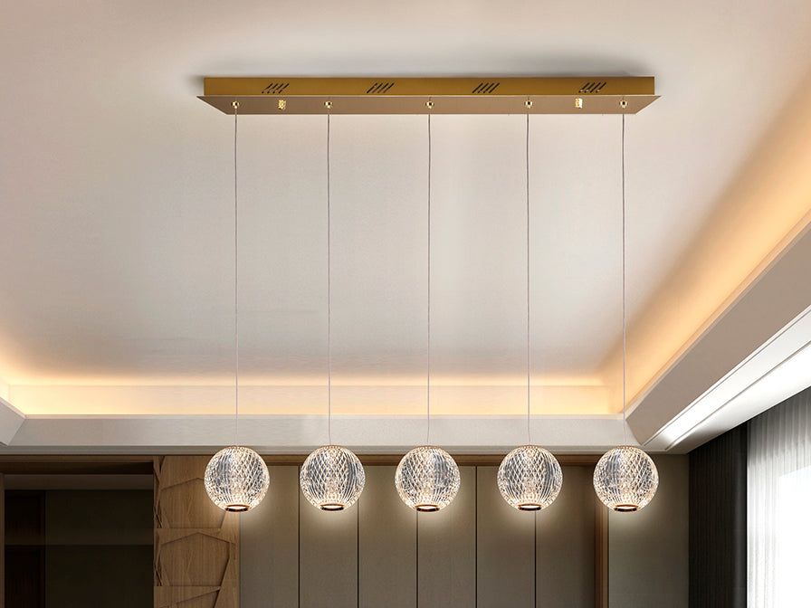 Austral 5 LED Lights Island Ceiling Light - Gold & Clear Finish IP20