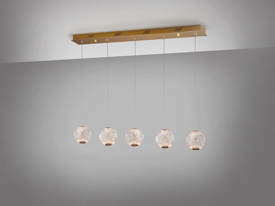 Austral 5 LED Lights Island Ceiling Light - Gold & Clear Finish IP20