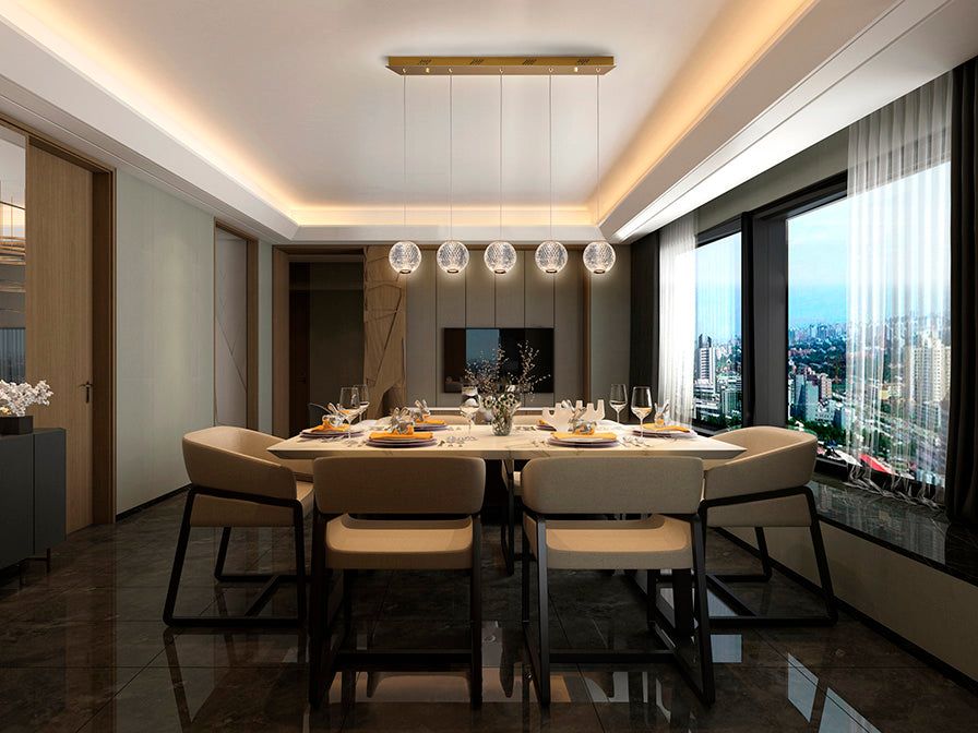 Austral 5 LED Lights Island Ceiling Light - Gold & Clear Finish IP20