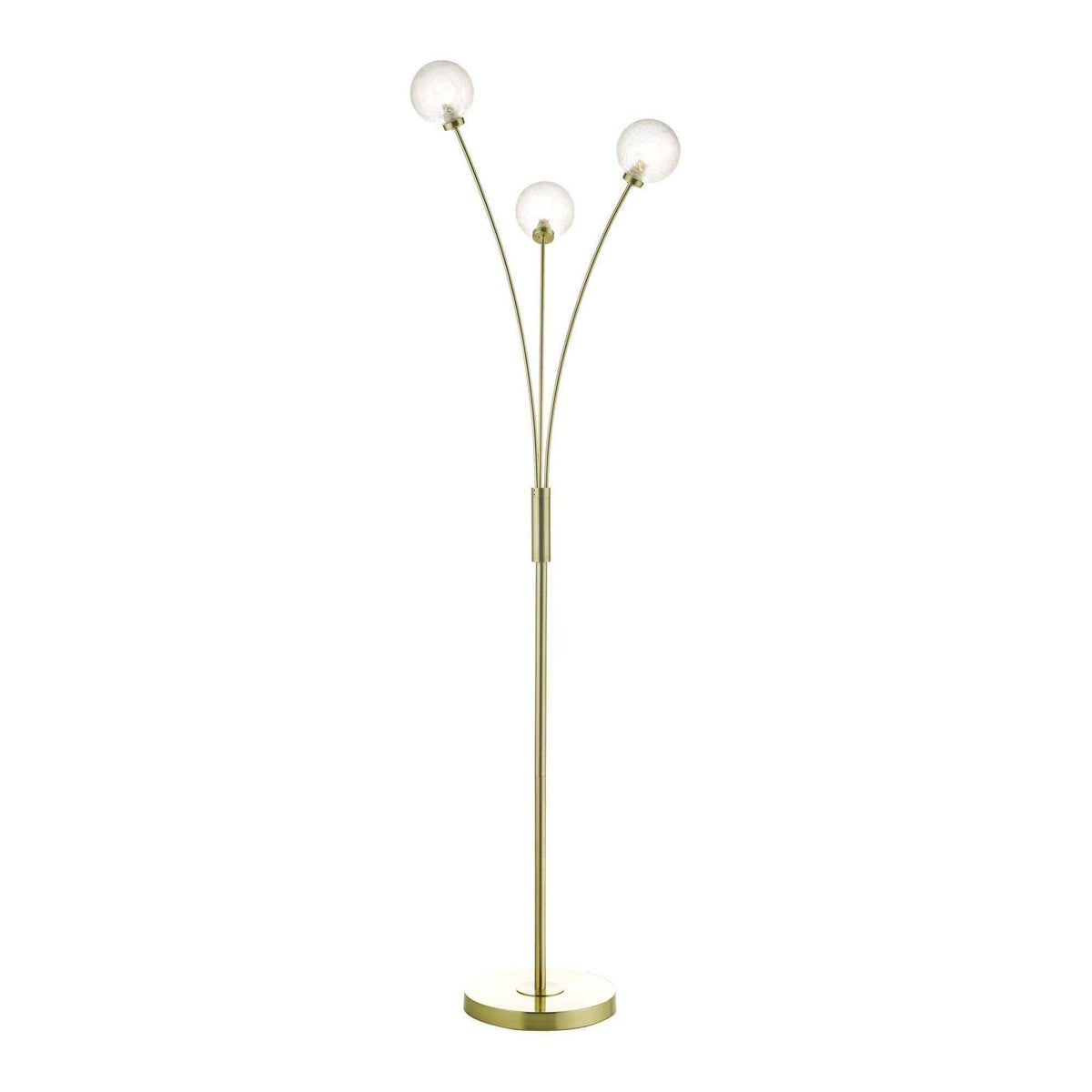 Dar Avari 3 Light Floor Lamp Satin Brass And Clear Frosted Glass - Cusack Lighting