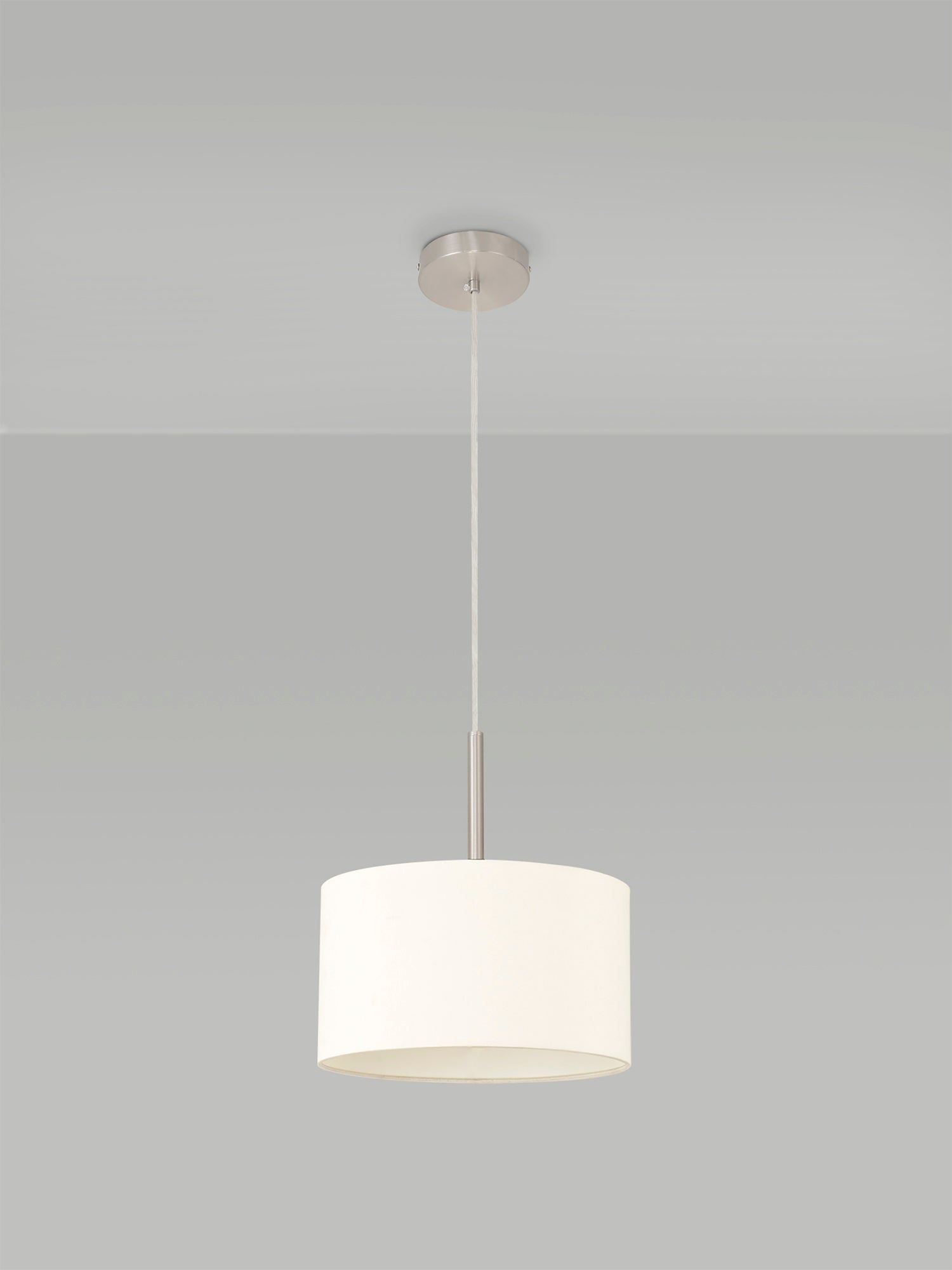 Baymont 1 Light 30cm Hanging Shade Lights Various Colurs,  Faux Silk Fabric Shade, IP20 - Cusack Lighting