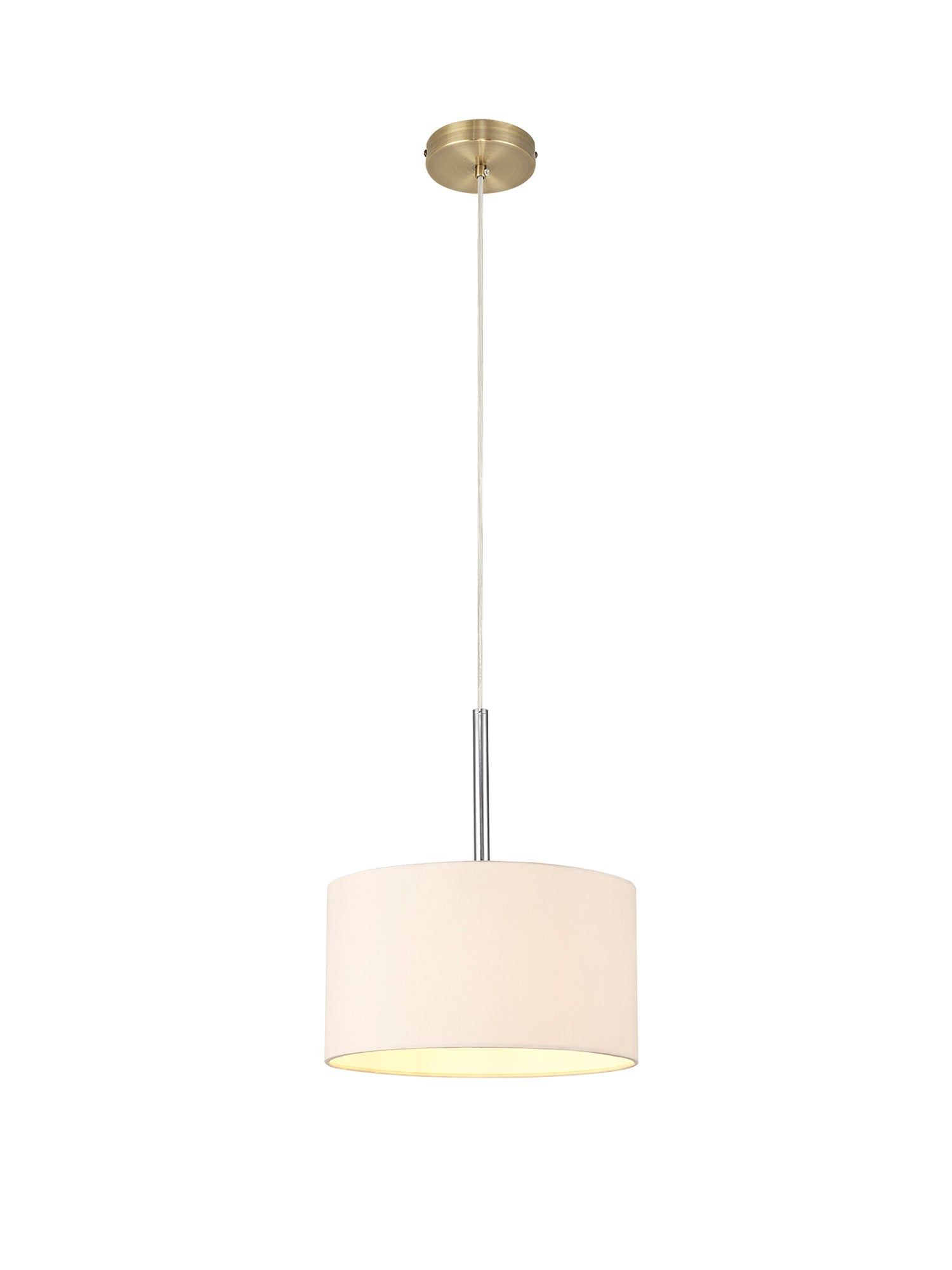 Baymont 1 Light 30cm Hanging Shade Lights Various Colurs,  Faux Silk Fabric Shade, IP20 - Cusack Lighting