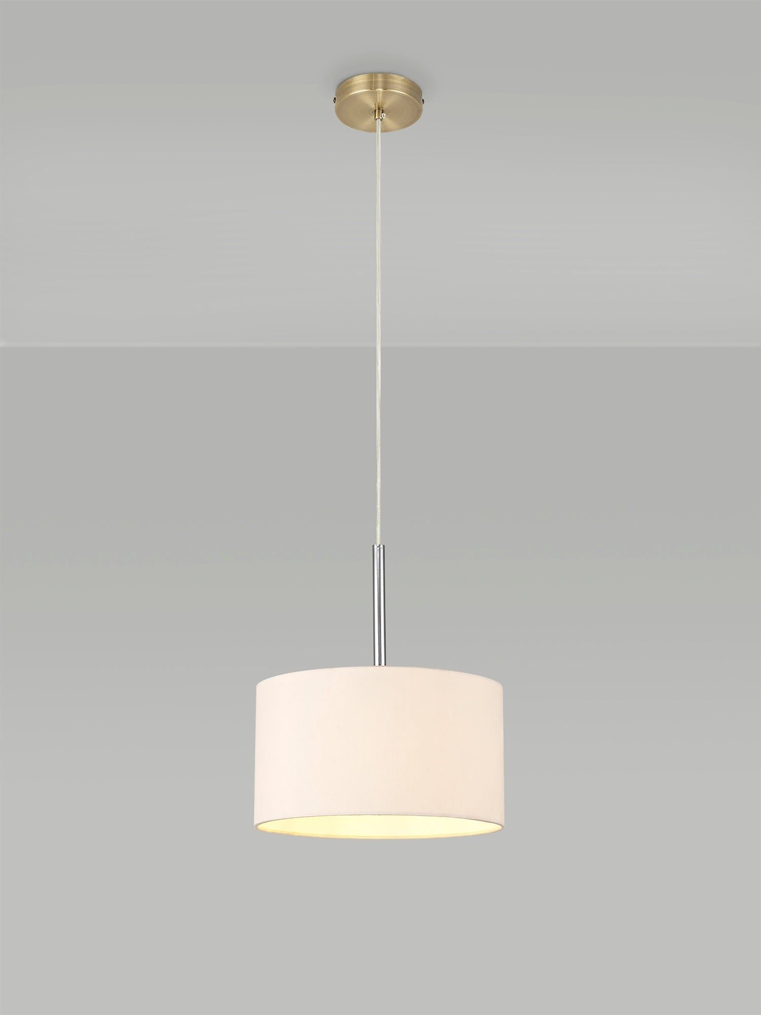 Baymont 1 Light 30cm Hanging Shade Lights Various Colurs,  Faux Silk Fabric Shade, IP20 - Cusack Lighting